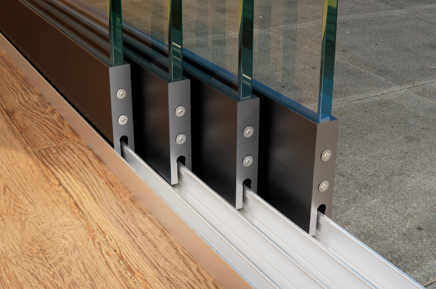 Breedte tot 322 cm Glas breedte 4 x 82 cm, 306 cm tot 322cm