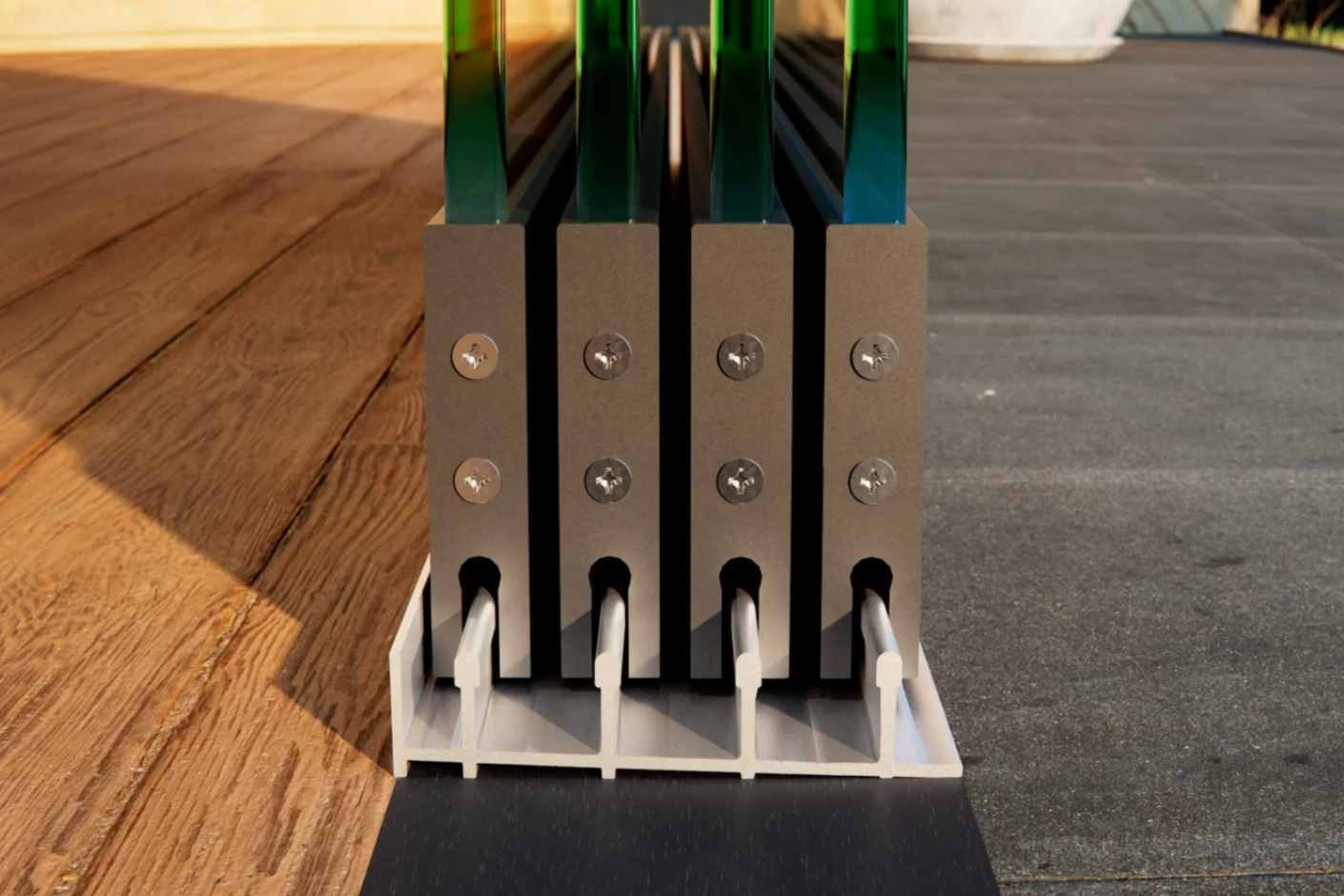 Breedte tot 322 cm Glas breedte 4 x 82 cm, 306 cm tot 322cm