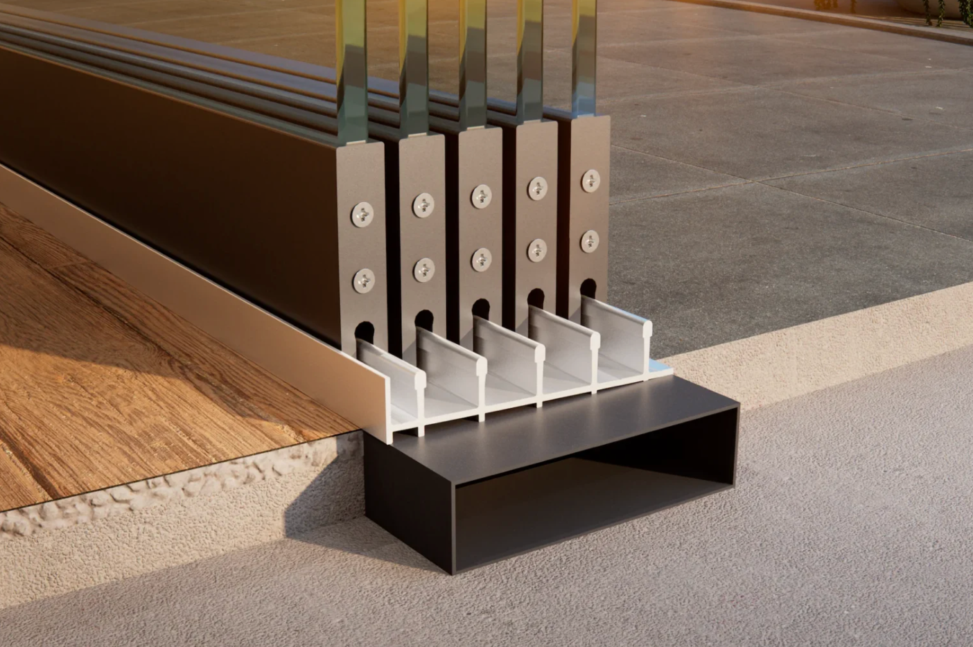 Breedte tot 480 cm Glas breedte 5 x 98 cm, 440 cm tot 480cm