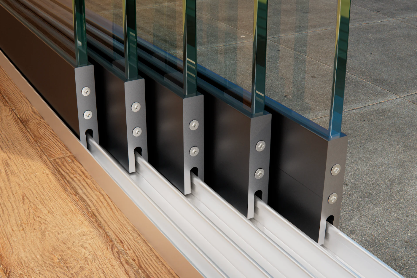 Breedte tot 480 cm Glas breedte 5 x 98 cm, 440 cm tot 480cm